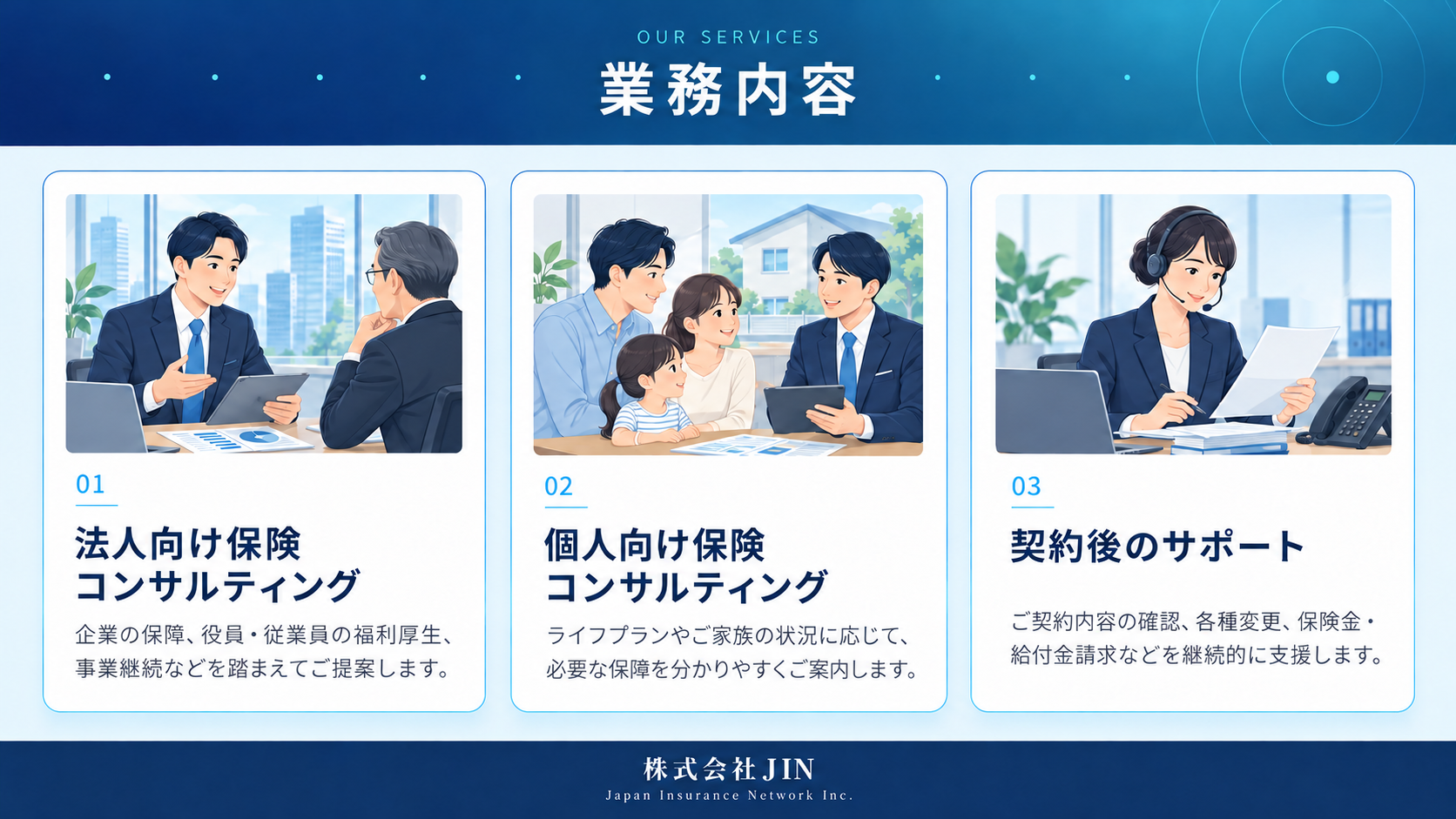 法人の保険について相談する経営者と担当者